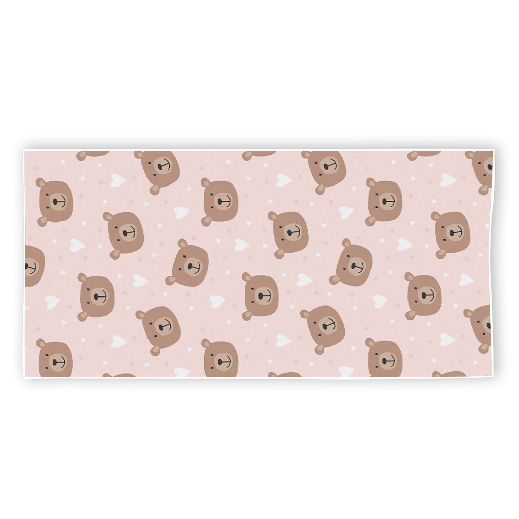 Cute Brown Bear Pattern Print Beach Towel