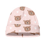 Cute Brown Bear Pattern Print Beanie