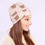 Cute Brown Bear Pattern Print Beanie