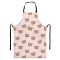 Cute Brown Bear Pattern Print Bib Apron With Pocket