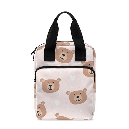 Cute Brown Bear Pattern Print Bible Tote Bag