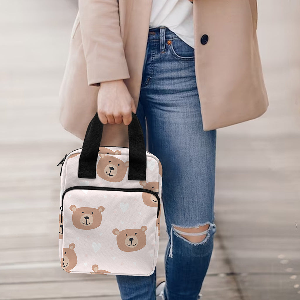Cute Brown Bear Pattern Print Bible Tote Bag