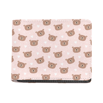 Cute Brown Bear Pattern Print Bifold Wallet