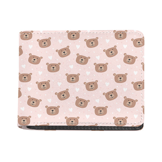 Cute Brown Bear Pattern Print Bifold Wallet