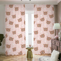Cute Brown Bear Pattern Print Dimout Pencil Pleat Curtains