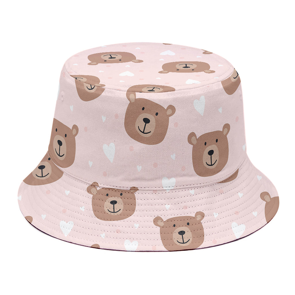 Cute Brown Bear Pattern Print Bucket Hat