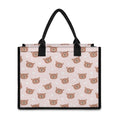 Cute Brown Bear Pattern Print Canvas Tote Bag