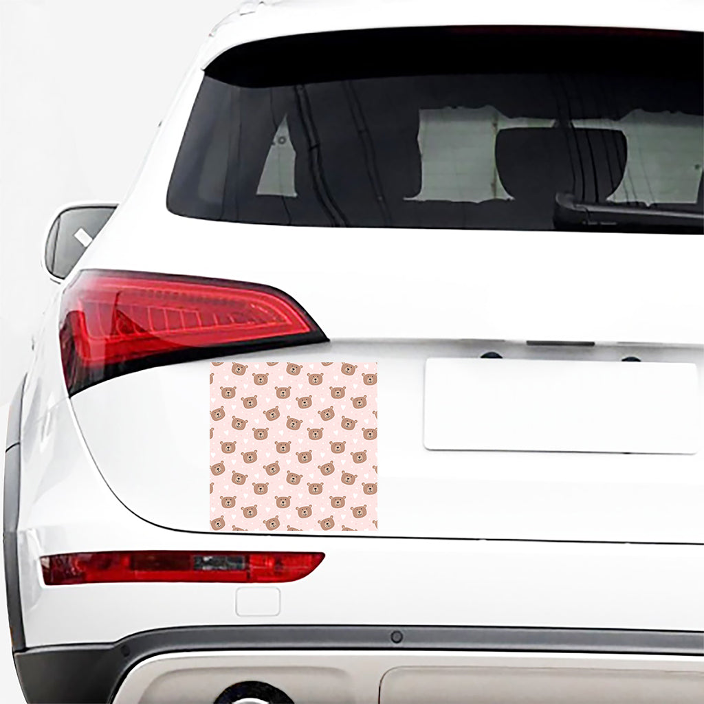 Cute Brown Bear Pattern Print Car Sticker