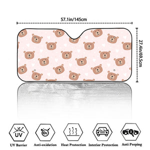 Cute Brown Bear Pattern Print Car Windshield Sun Shade