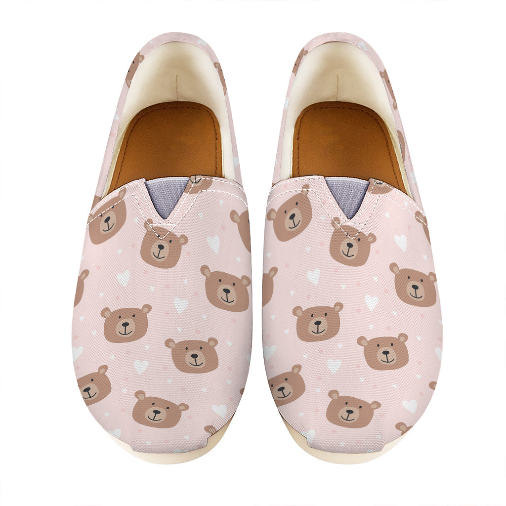 Cute Brown Bear Pattern Print Casual Shoes