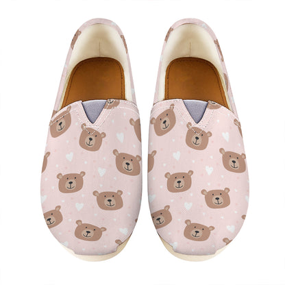 Cute Brown Bear Pattern Print Casual Shoes