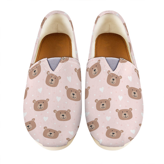 Cute Brown Bear Pattern Print Casual Shoes