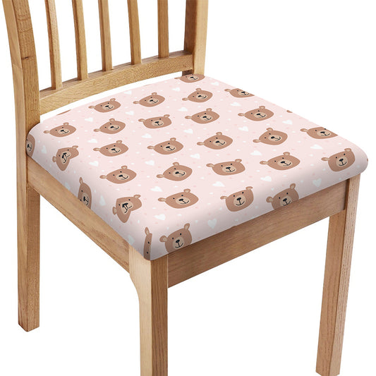 Cute Brown Bear Pattern Print Chair Cushion Cover