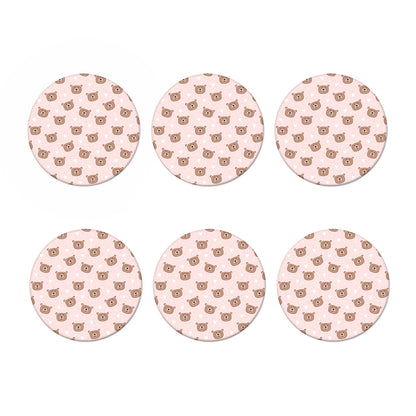 Cute Brown Bear Pattern Print Coaster Set