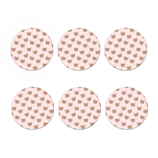 Cute Brown Bear Pattern Print Coaster Set