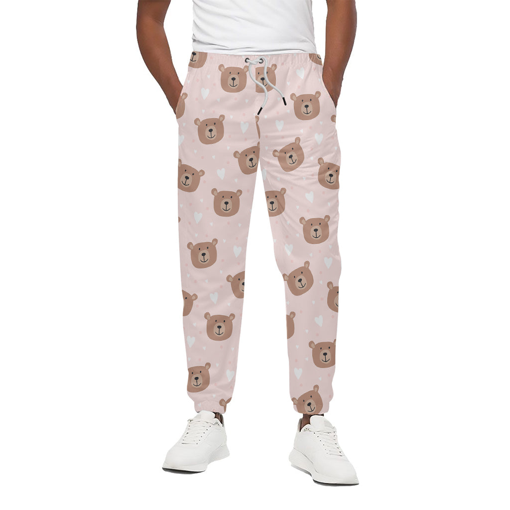 Cute Brown Bear Pattern Print Cotton Pants