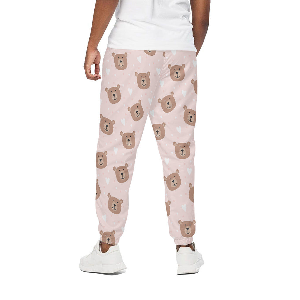 Cute Brown Bear Pattern Print Cotton Pants