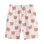 Cute Brown Bear Pattern Print Cotton Shorts