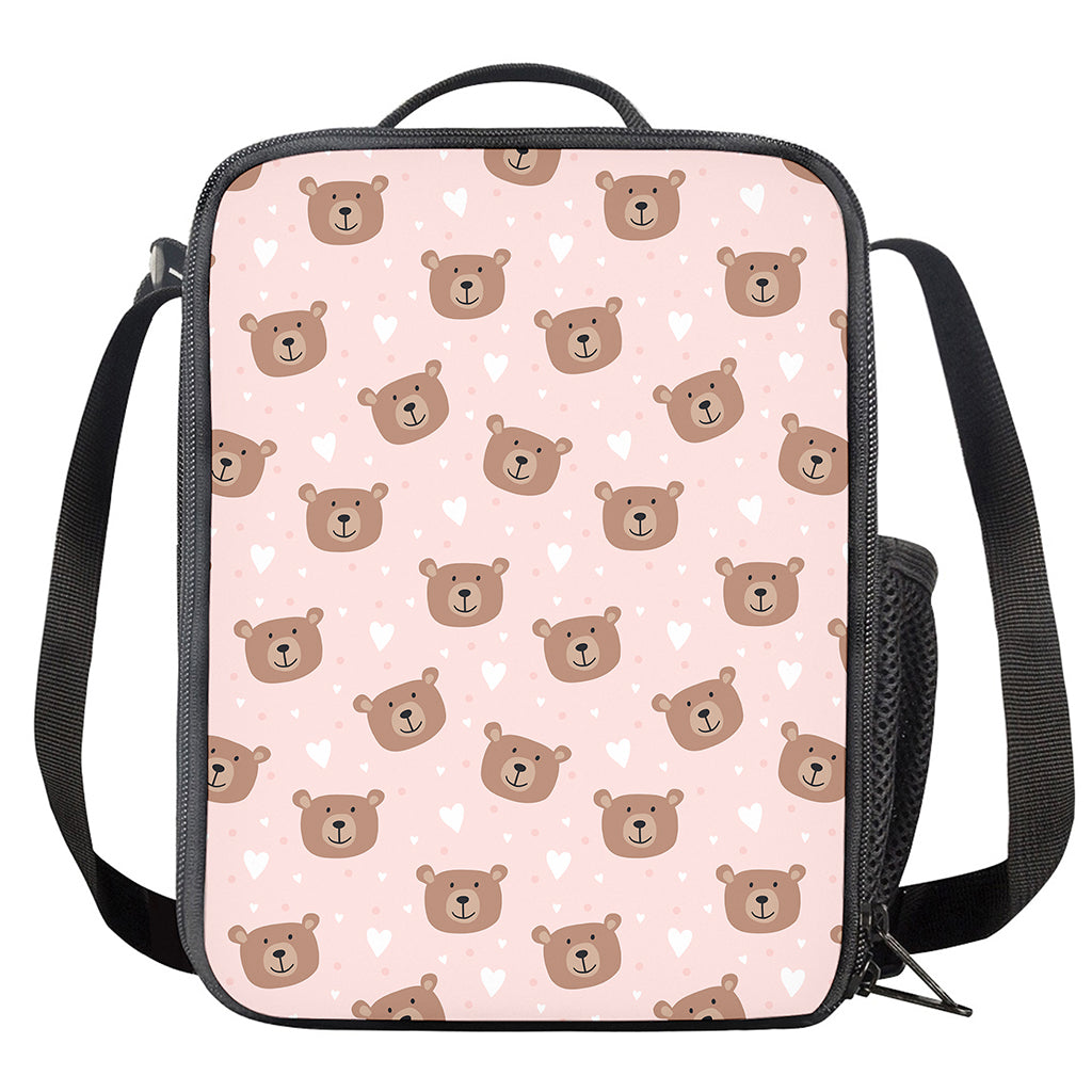 Cute Brown Bear Pattern Print Crossbody Lunch Bag