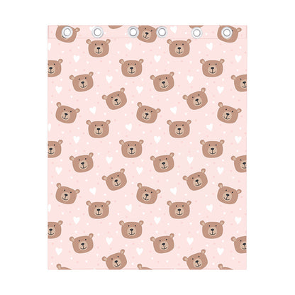 Cute Brown Bear Pattern Print Curtain