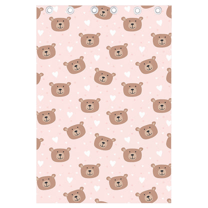 Cute Brown Bear Pattern Print Curtain