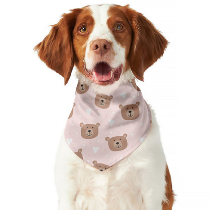 Cute Brown Bear Pattern Print Dog Bandana