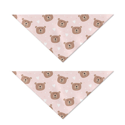 Cute Brown Bear Pattern Print Dog Bandana