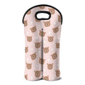 Cute Brown Bear Pattern Print Double Neoprene Wine Tote