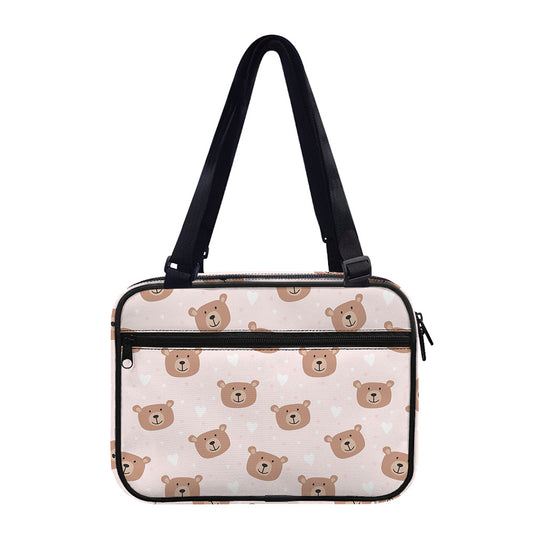 Cute Brown Bear Pattern Print Double Strap Bible Bag