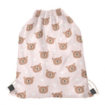 Cute Brown Bear Pattern Print Drawstring Bag