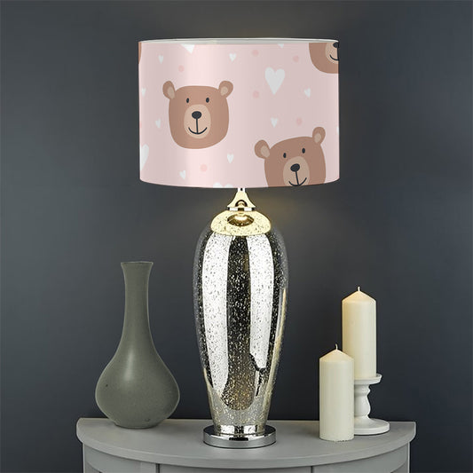 Cute Brown Bear Pattern Print Drum Lamp Shade