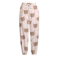 Cute Brown Bear Pattern Print Fleece Lined Knit Pants