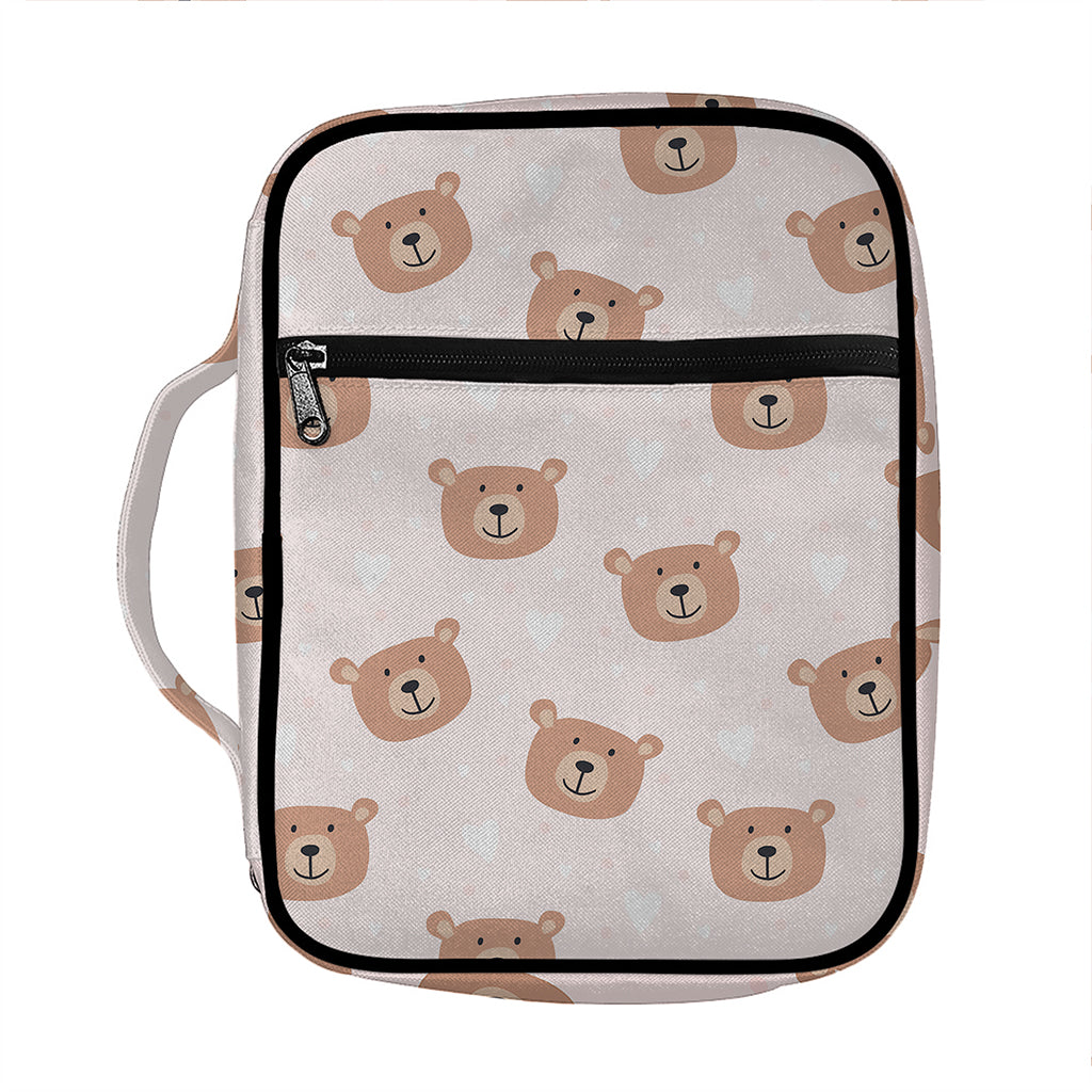 Cute Brown Bear Pattern Print Front Pocket Bible Bag