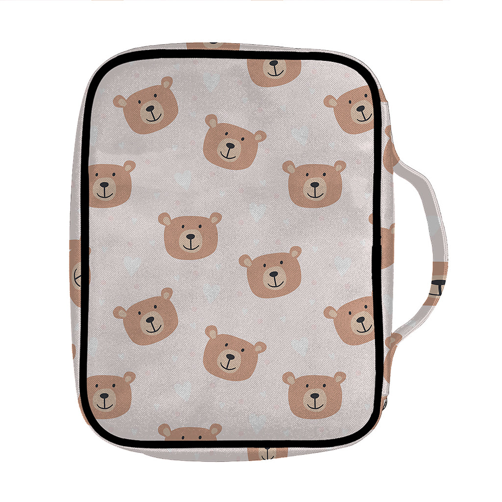 Cute Brown Bear Pattern Print Front Pocket Bible Bag