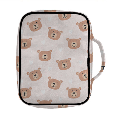 Cute Brown Bear Pattern Print Front Pocket Bible Bag