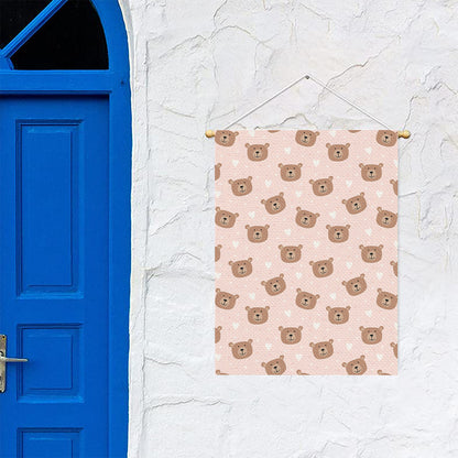 Cute Brown Bear Pattern Print Garden Flag