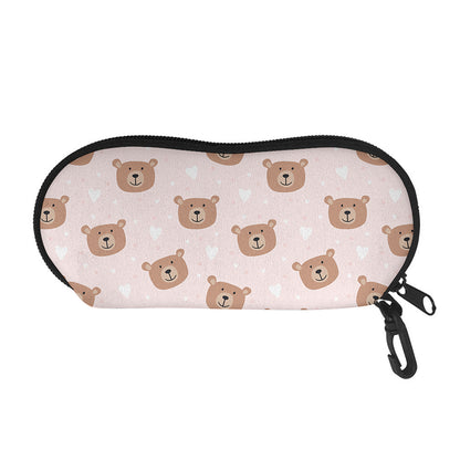 Cute Brown Bear Pattern Print Glasses Case