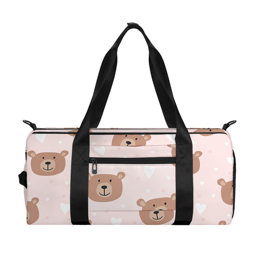 Cute Brown Bear Pattern Print Gym Bag