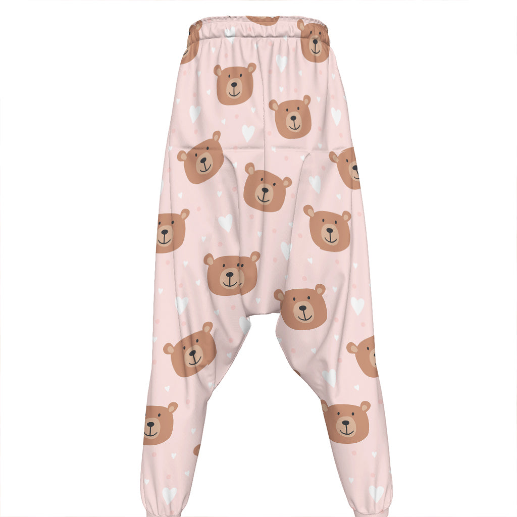 Cute Brown Bear Pattern Print Hammer Pants