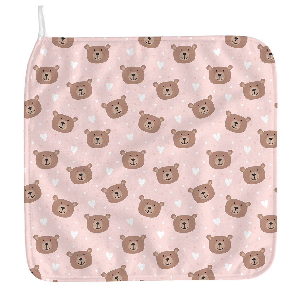 Cute Brown Bear Pattern Print Hand Towel