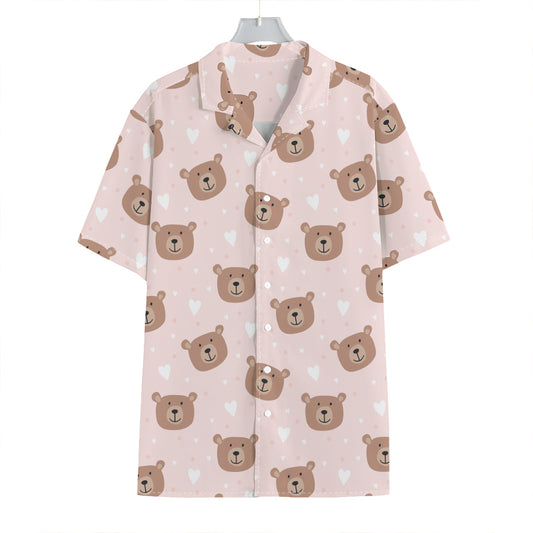 Cute Brown Bear Pattern Print Hawaiian Shirt