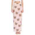 Cute Brown Bear Pattern Print High Slit Maxi Skirt