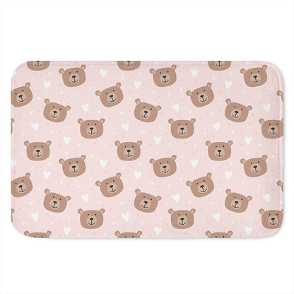 Cute Brown Bear Pattern Print Indoor Door Mat