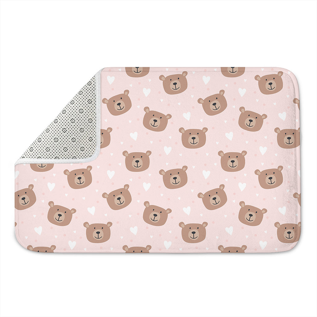 Cute Brown Bear Pattern Print Indoor Door Mat