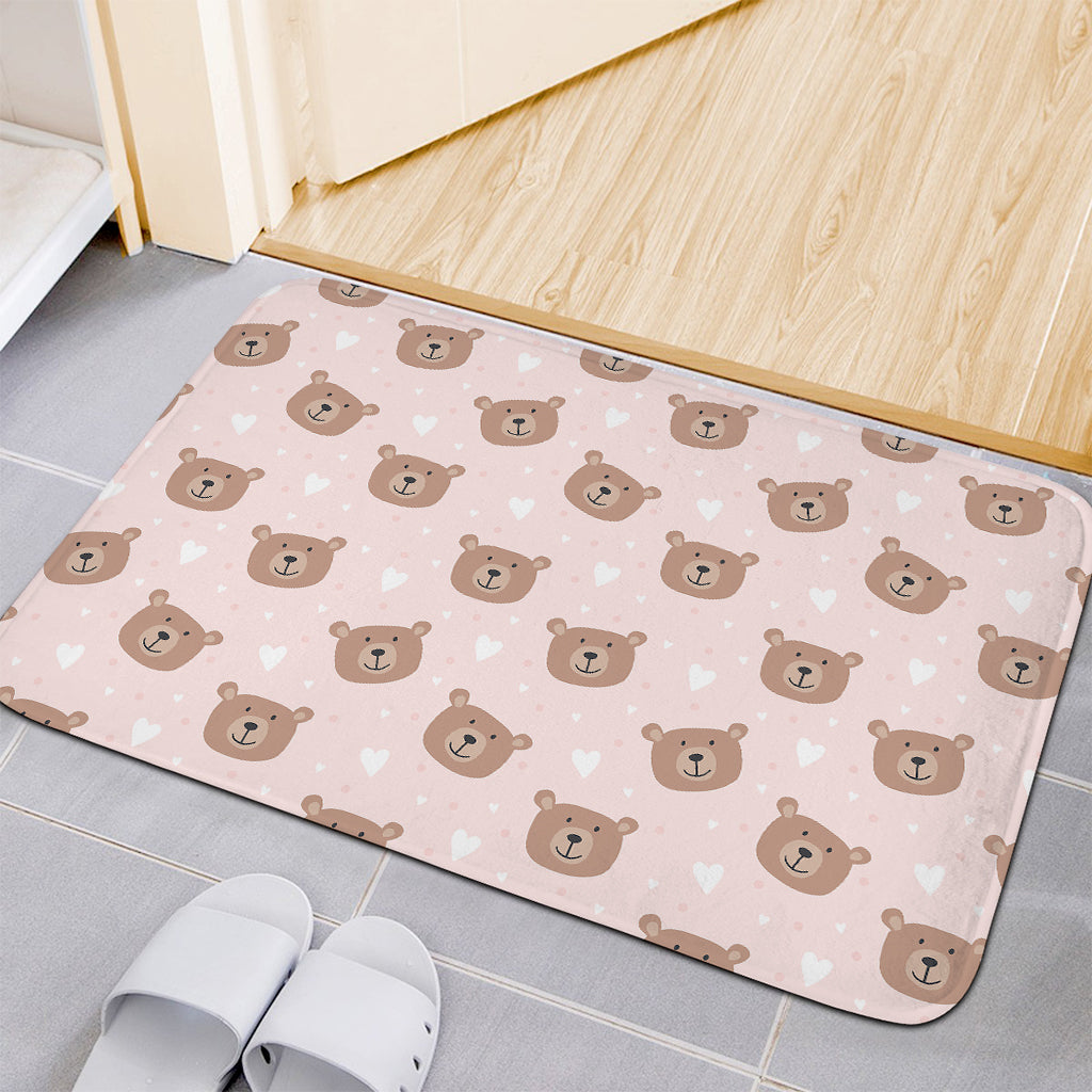 Cute Brown Bear Pattern Print Indoor Door Mat