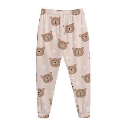 Cute Brown Bear Pattern Print Jogger Pants