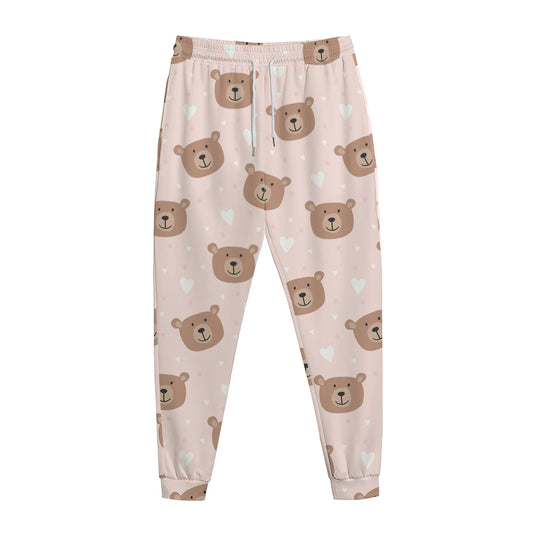Cute Brown Bear Pattern Print Jogger Pants