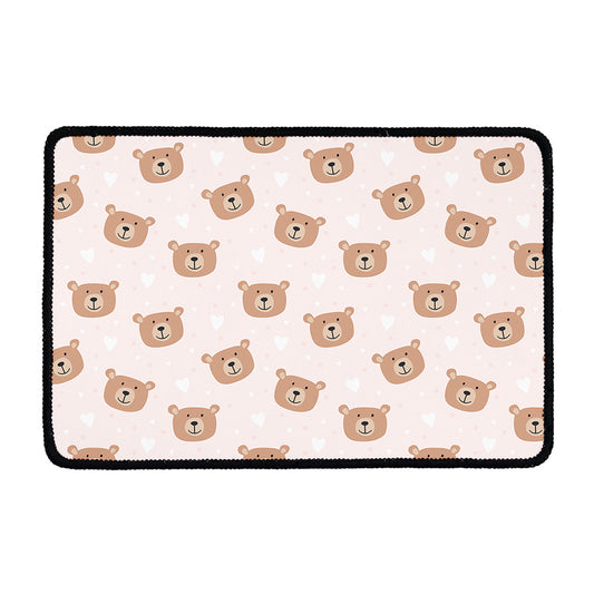 Cute Brown Bear Pattern Print Kitchen Mat