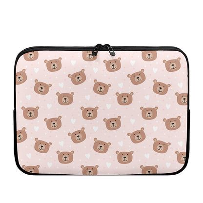 Cute Brown Bear Pattern Print Laptop Sleeve