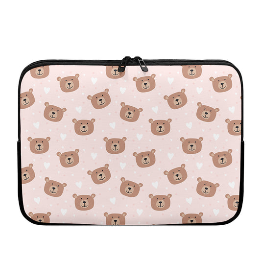 Cute Brown Bear Pattern Print Laptop Sleeve